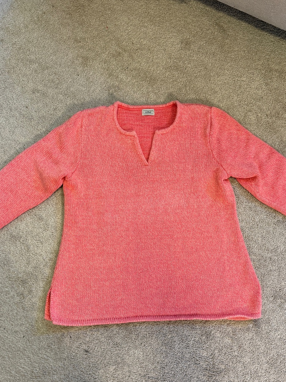 L.L. Bean Women's Coral Split V-Neck Sweater